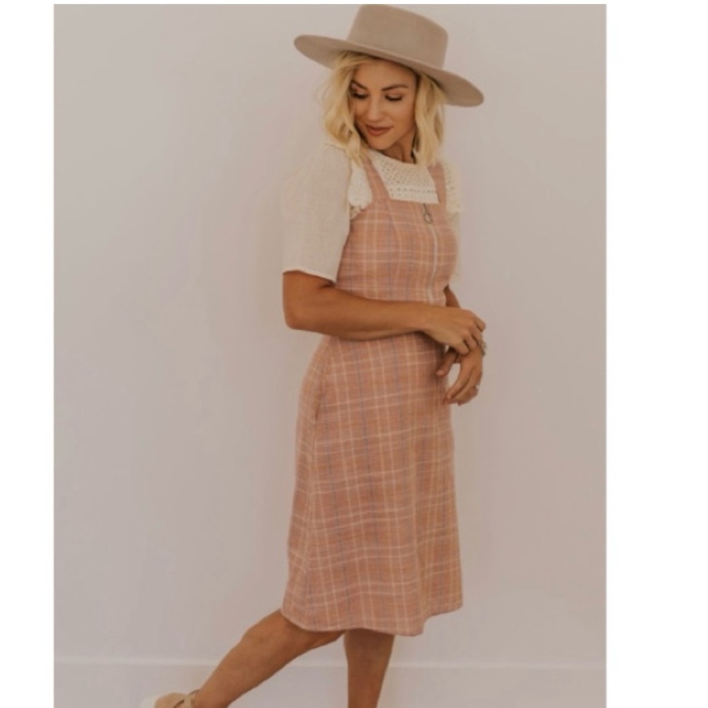 Roolee Pinafore Style Plaid Dress with Pockets!